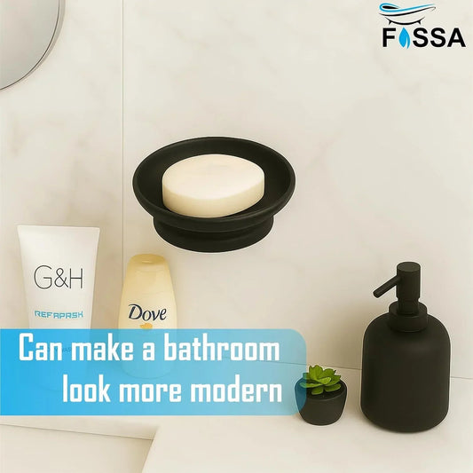 Black Soap Dish Unbreakable ABS Round Ceramic Finish (RB-121)